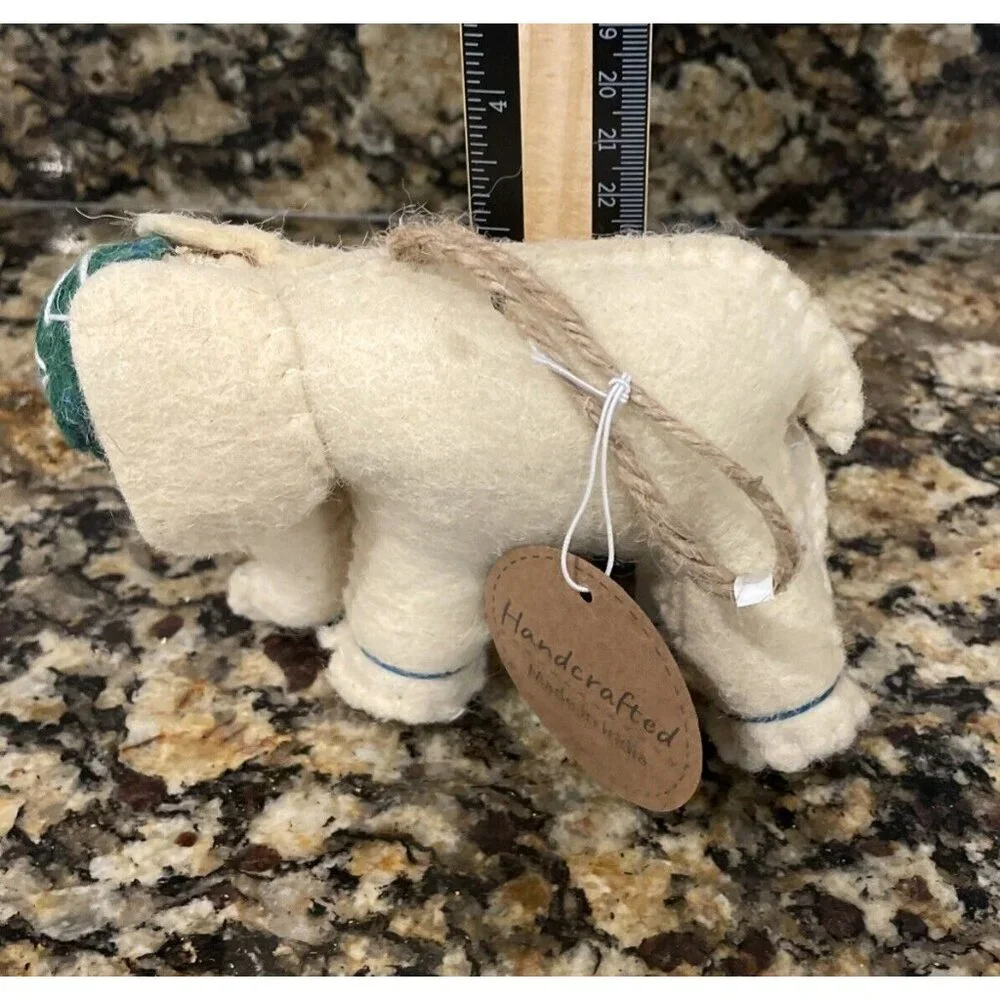 Elephant Handcrafted India Cloth‎ Fabric Christmas Holiday Ornament NEW